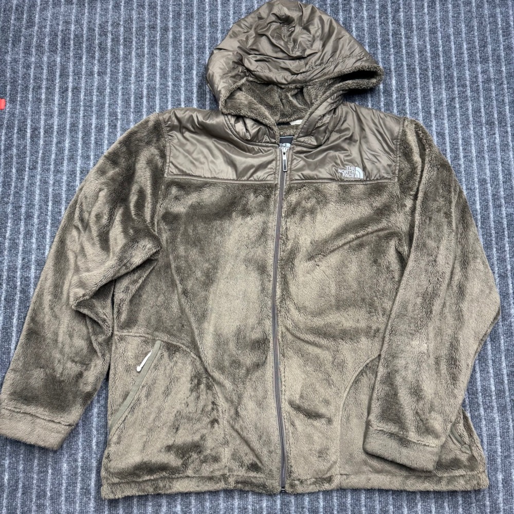 The North Face Womens Osito Hybrid Fleece Hoodie XXL Brown Full Zip Jacket